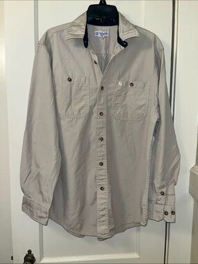 Carhartt Men's Light Beige Casual Button-Down Shirt